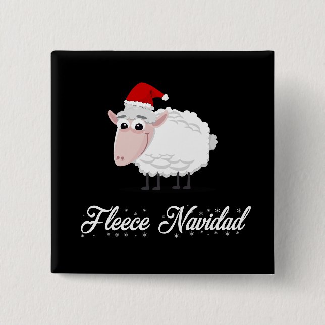 Tecknad Sheep Ull Navidad Knapp (Framsida)
