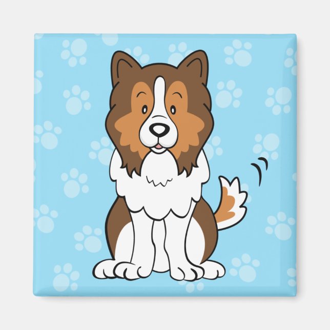 Tecknad Sheltie Magnet (Framsidan)