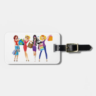 TECKNAD SHOPPING GIRLS VECTORS MODE STIL ROLIGT F BAGAGEBRICKA