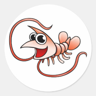 Tecknad Shrimp Runt Klistermärke