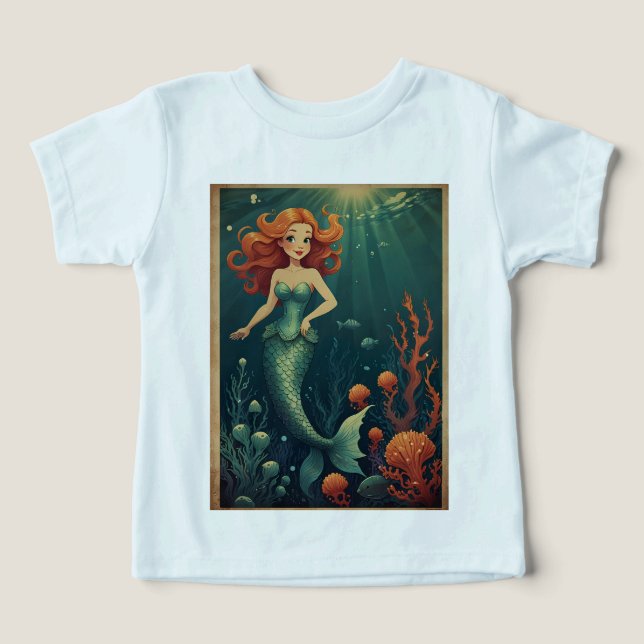 Tecknad Sjöjungfru Girls Tee Whimsical Ocean (Design Framsida)