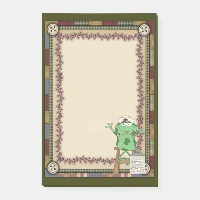 Tecknad Sjuksköterska Frog PostIT-anteckningar Post-it Block (Framsida)