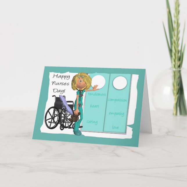 Tecknad Sjuksköterska, sjuksköterskekort Kort (Framsida)