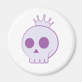 tecknad skalle med krona design magnet