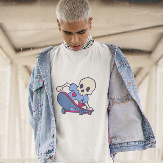 Tecknad Skalle Skateboard Streetwear Grafisk T-shi T Shirt