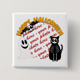 Tecknad Skeleton Cat, Fladdermus & Ghost Photo Ram Knapp