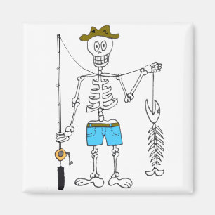 Tecknad Skeleton Fiskare i Skeleton Fish Magnet