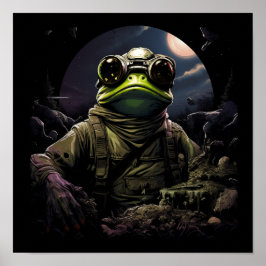 Tecknad Skeleton Frog i Natt - Vibrant Night Poster