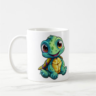 Tecknad, sköldpaddsillustration kaffemugg