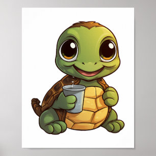 Tecknad, sköldpaddsillustration poster