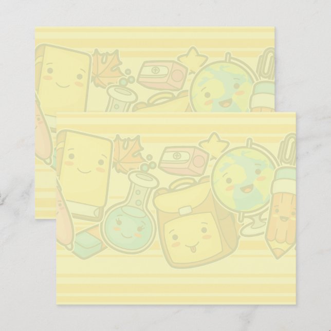 Tecknad skolmönster Post-it-lappar (Fram/baksida)