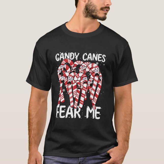 Tecknad Skrämt Candy cane julklapp Candy Ca T Shirt (Framsida)