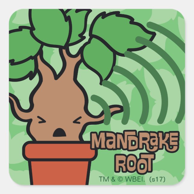 Tecknad skrikande mandrake-karaktärsbild fyrkantigt klistermärke (Framsida)