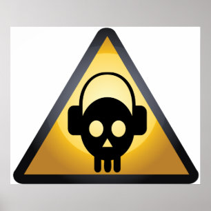 Tecknad Skull DJ Poster