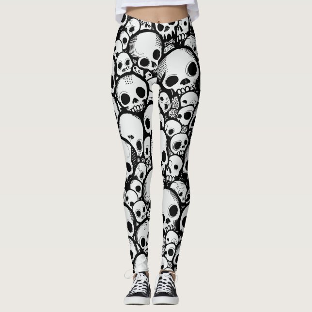 Tecknad Skullben Leggings (Framsida)