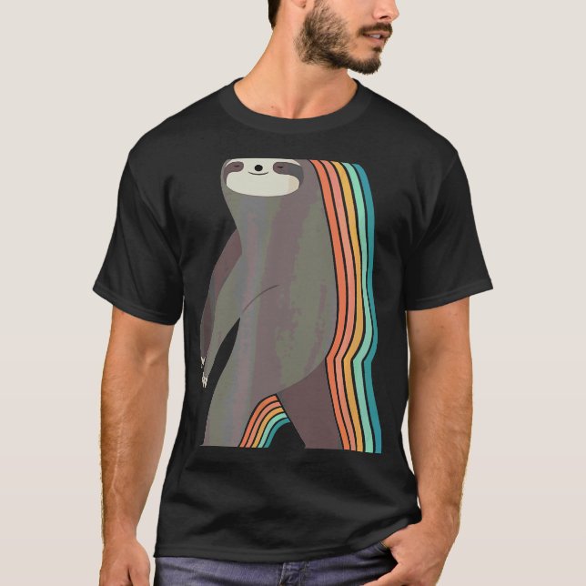Tecknad Sleepwalker Sloth Rainbow T Shirt (Framsida)
