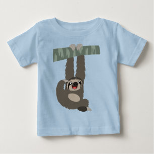 Tecknad Sloth Dangling från Gren Baby T-Shirt
