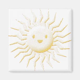 Tecknad Smilande Sol Ansikte Magnet