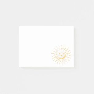 Tecknad Smilande Sol Ansikte Post-it Block