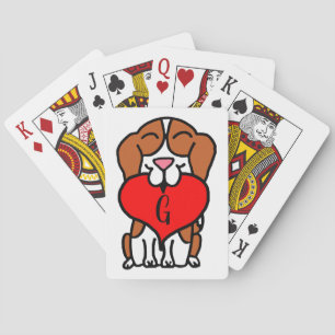 Tecknad Smiling Beagle Monogram Casinokort