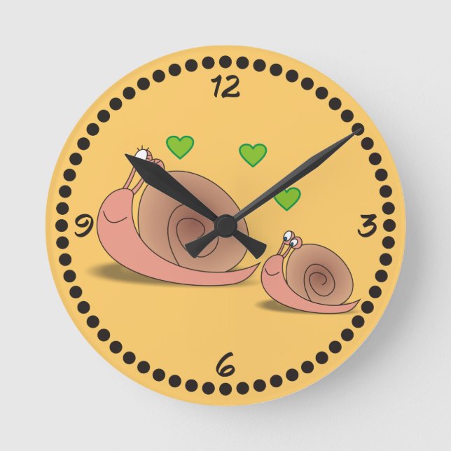 Tecknad Snigel Cute Wall Clocks med siffror Rund Klocka (Framsida)