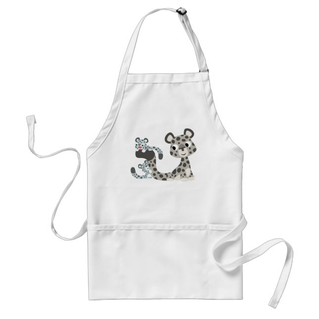 Tecknad Snö Leopard och Unge Cooking Apron Förkläde (Framsidan)