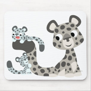 Tecknad Snö Leopard och Unge Mousepad Musmatta