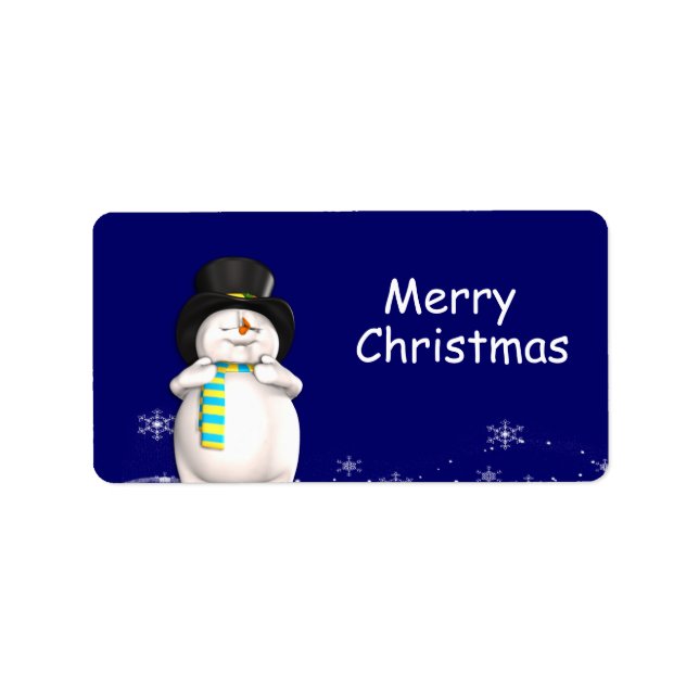 Tecknad Snögubbe Juletiketter Adressetikett (Framsidan)
