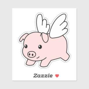 Tecknad som flyger Gris - Stort gris med Vingar Klistermärken