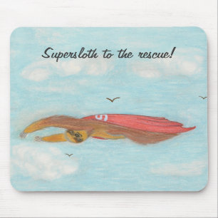 Tecknad som flyger supersloth.  Mousepad. Musmatta