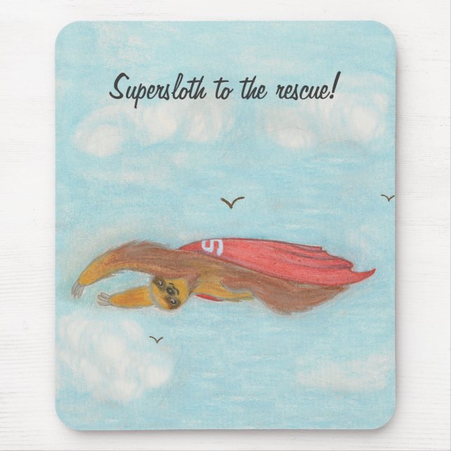 Tecknad som flyger supersloth.  Mousepad. Musmatta (Framsidan)