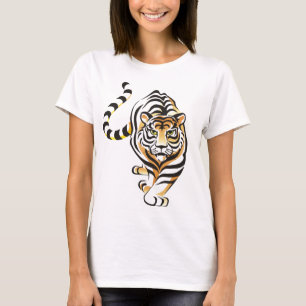 Tecknad som går tigerkvinna T-tröja T-shirt