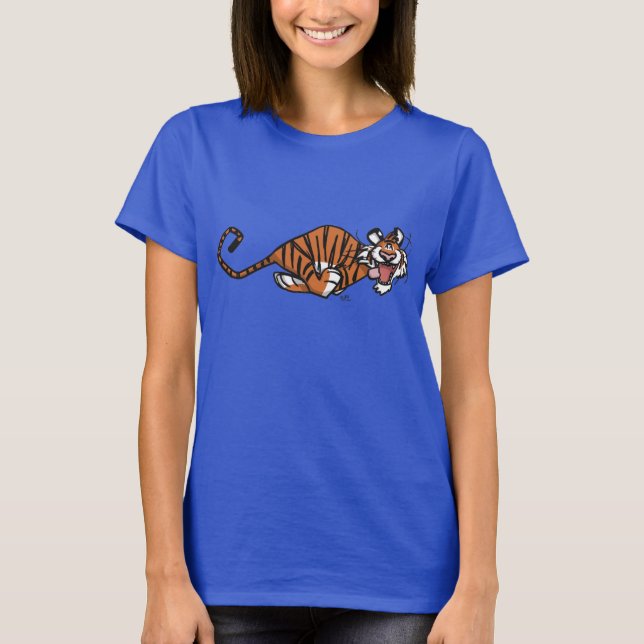Tecknad som kör tigerkvinnor T-Shirt (Framsida)