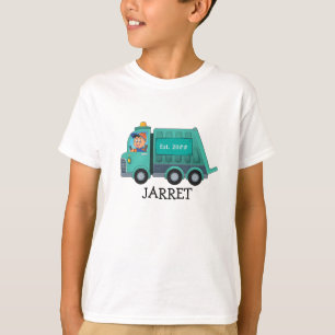 Tecknad Sopor/Återvinna Lastbil med Kids Namn T Shirt
