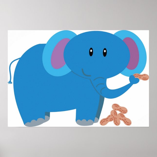 Tecknad söt baby-elefant med jordnöt poster (Framsidan)