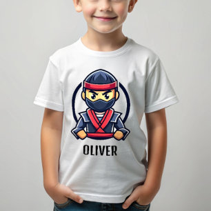 Tecknad söt ninja-krigare för pojkar t shirt