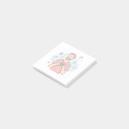 Tecknad spelarfigur illustration post-it block