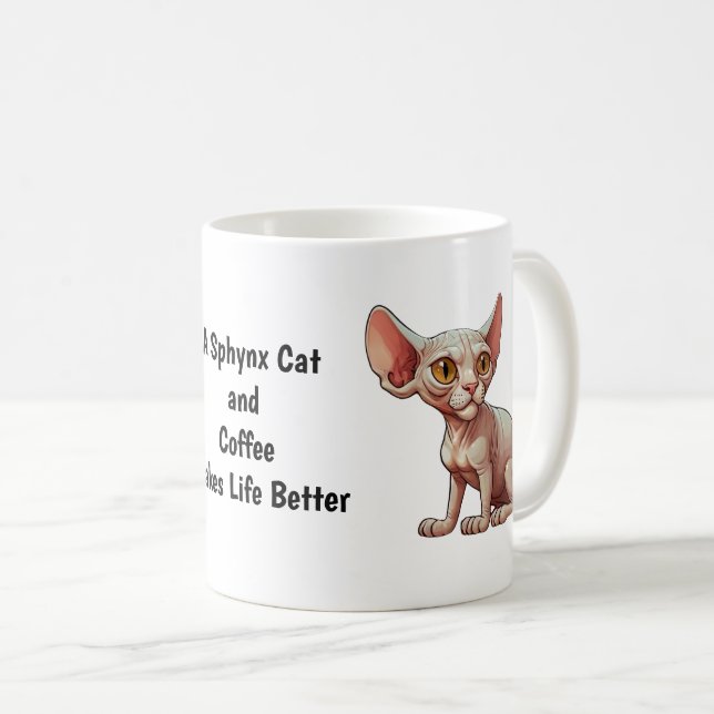 Tecknad Sphynx Cat Kaffemugg (Framsida höger)