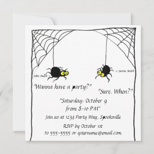 Tecknad Spiders Halloween-inbjudan Inbjudningar