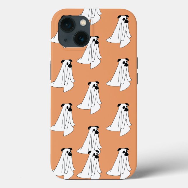 Tecknad spökhund Halloween iPhone-fodral (Baksida)