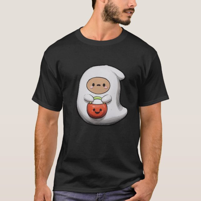 Tecknad spökpåse pumpa Halloween  T Shirt (Framsida)