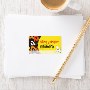 Tecknad Spooky Spöken Barn Halloween Adress Adressetikett