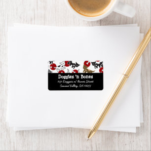 Tecknad Spottad doggies & Bones Cute Roligt Adress Adressetikett