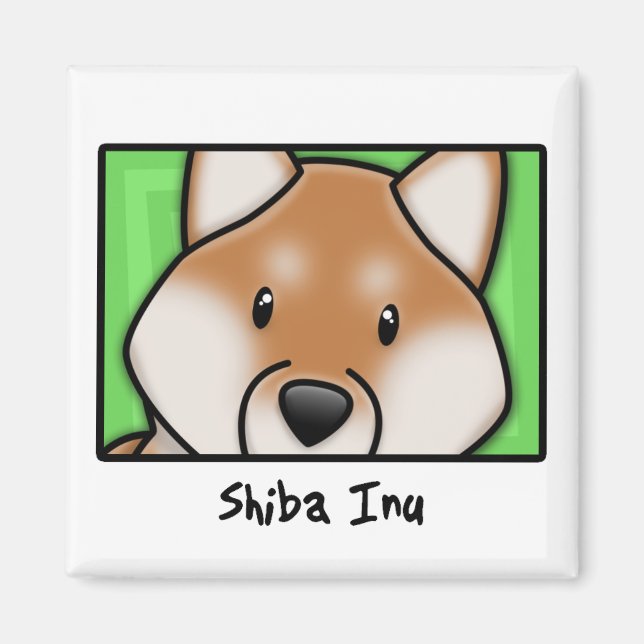 Tecknad Square Shiba Inu Magnet (Framsidan)