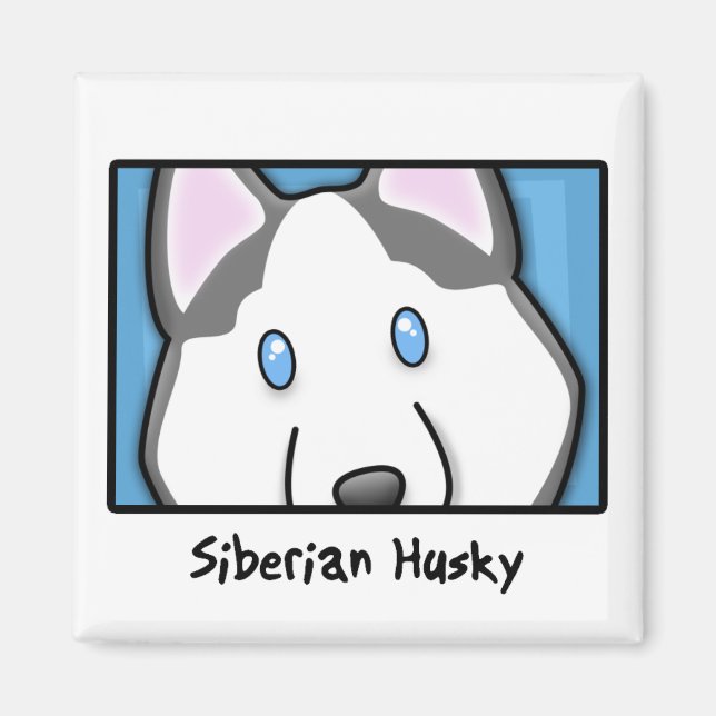 Tecknad Square Siberian husky Magnet (Framsidan)