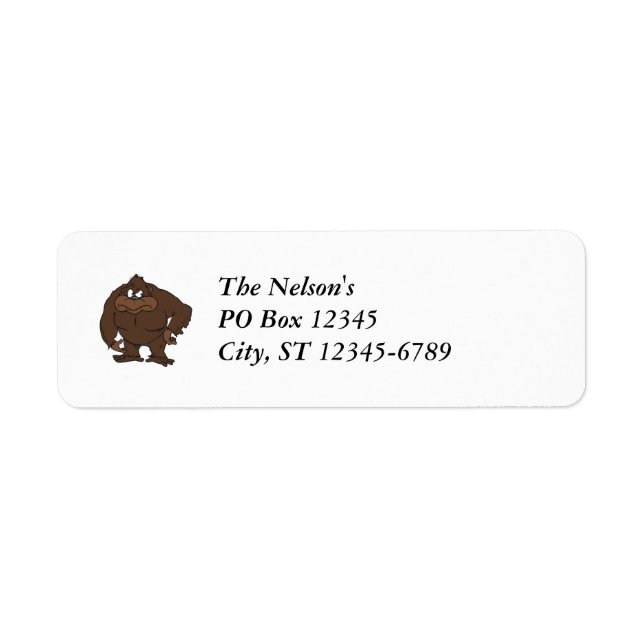 Tecknad Squatch Returadress Etikett (Framsidan)