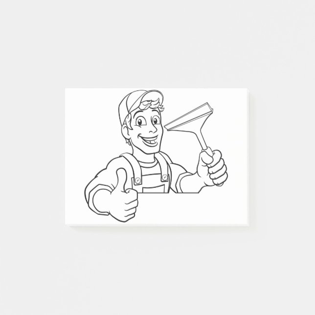 Tecknad Städning Kassettbil Tvätta Rengörare Post-it Block (Framsida)