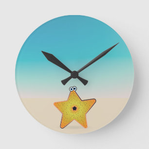 Tecknad Starfish Rund Klocka