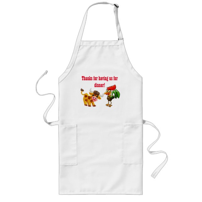 Tecknad Steer och Tupp Long Apron Långt Förkläde (Framsidan)