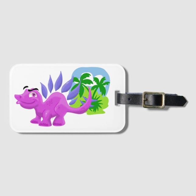 Tecknad Stegosaurus Luggage Tag Bagagebricka (Framsida horisontal)